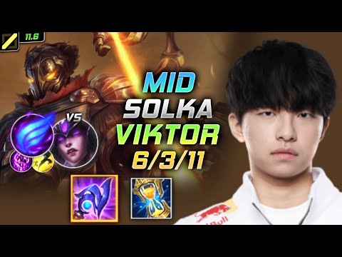 SOLKA Viktor MID vs Syndra - 솔카 미드 빅토르 템트리 룬 루덴 난입 ビクター Виктор 机械先驱 維克特 - LOL KR 11.6