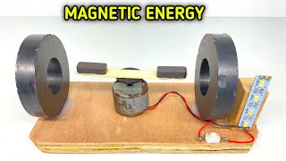 Free Energy With Two Big Permanent Magnet And Dc Motor | Magnetic Generator Led Light