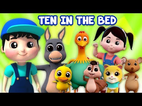 Dez No Poema Cama | Crianças Canções | Canção De Ninar Para Crianças | Ten In The Bed | Kids Rhymes