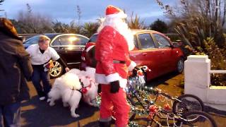Santa and his 3 beautiful Samoyeds @McDaniels 3rd  Dec `11