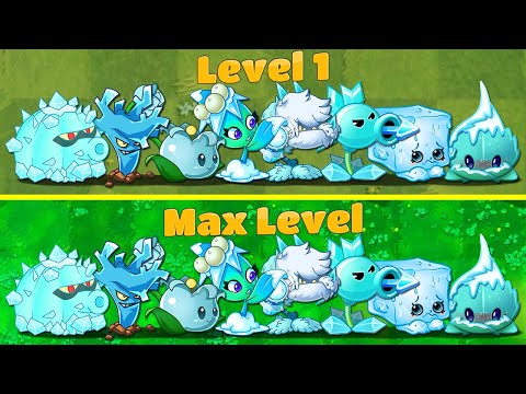 All ICE Max LEVEL vs All ICE LEVEL 1 Plants Power-Up! in Plants vs. Zombies 2 (PVZ2 Version 8.8.1)