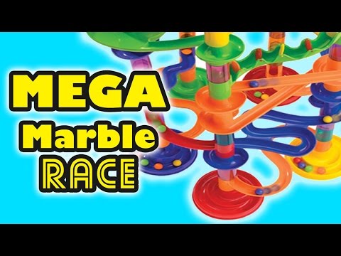 BIG MARBLE RACE! We build a huge marbles game track over 3 foot tall!