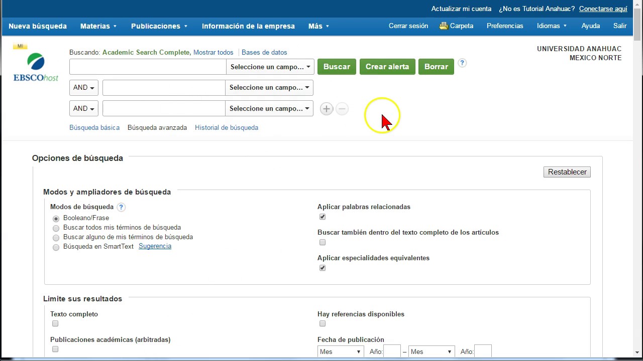 Tutorial de EBSCOHost Herramientas Avanzadas