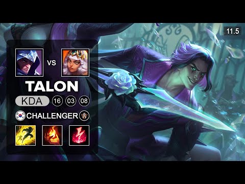 Talon Mid vs Qiyana - KR Challenger Patch 11.5