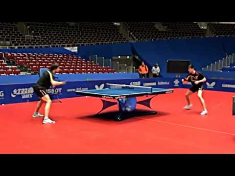 Dimitrij Ovtcharov   Patrick Franziska Training WTTC Dortmund 2012]