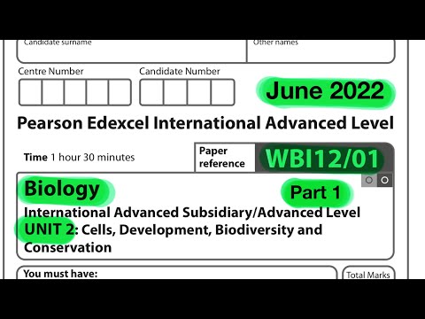 A level | biology | Unit 2 | Edexcel | June 2022 | Part 1 of 2
