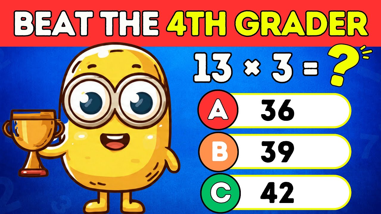 Grade 4 Math Quiz: Score (18/20) or Go Back to School! Multiplication & Division