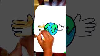 🌍 How to draw Easy Earth Drawing and Coloring for Kids | Learn to Draw Our Planet! #drawing