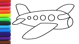 How to draw an airplane easy step by step | Painting and coloring for kids and toddlers