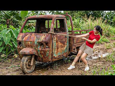 Neighbor's Abandoned 10-Year-Old Homemade 3-Wheel Farm Vehicle — Genius Girl's Full Repair & Restart