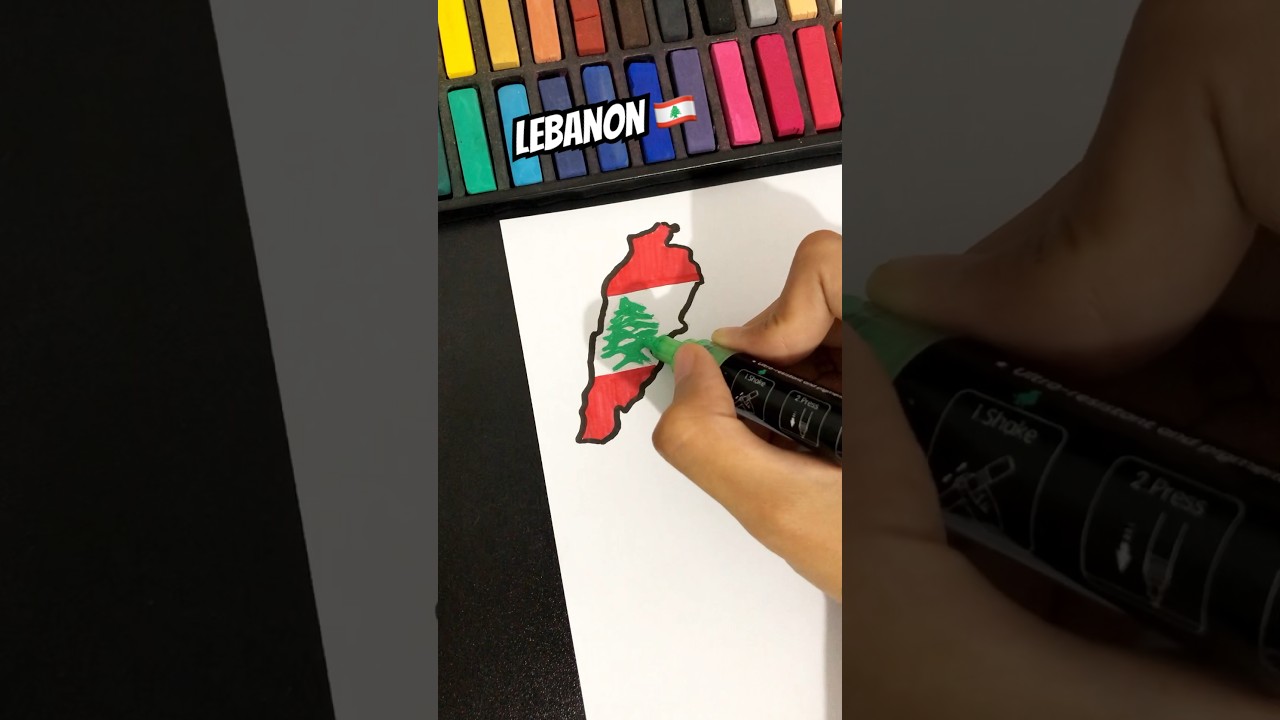 Flag map of lebanon drawing #lebanon #flags #youtubeshorts #shorts