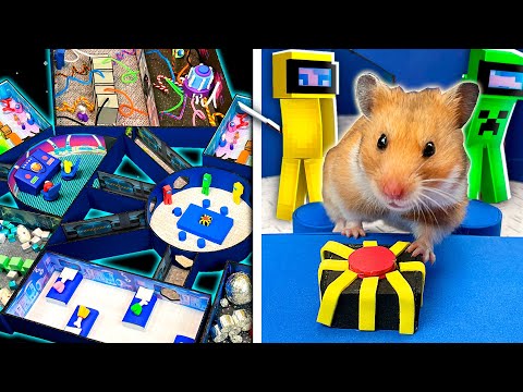 Hamster Escapes the Minecraft Among Us | Building huge THE SKELD with cardboard DIY