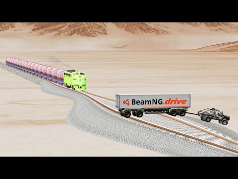 Impossible wide Rail Tracks vs Trains crossing - Beamng Drive