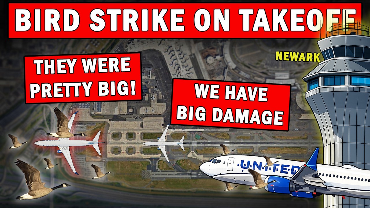 Plane Struck Big Canadian Geese on Takeoff | Damage and Emergency Return