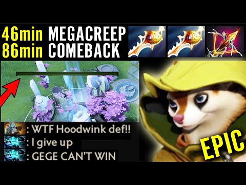 Best HOODWINK 45min EPIC MEGACREEPS DEFENSE! 3x Rapiers + Ballista Craziest Comeback EVER WTF Dota 2