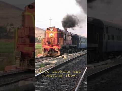 Alco smoking and chugging show! Pune WDM-2 with Pune - Satara Pass. at Shindawane station (ca. 2008)