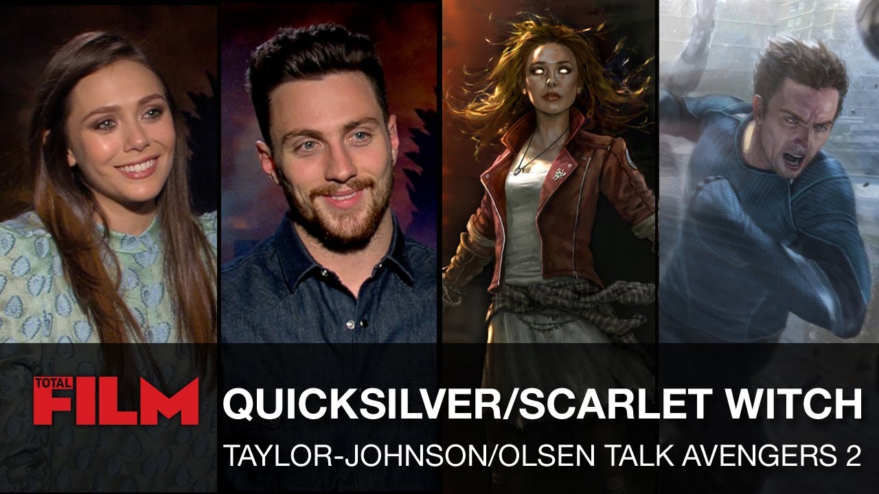 Elizabeth Olsen & Aaron Taylor-Johnson talk Scarlet Witch & Quicksilver in Avengers: Age of Ultron - YouTube