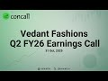 Vedant Fashions Q2 FY26 Earnings Conference Call Concall In
