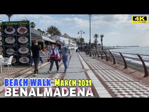 BENALMÁDENA BEACH WALK TOUR IN MARCH 2021 - Malaga, Costa Del Sol🌞 Spain [4K]