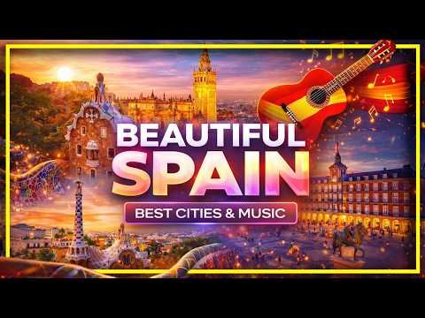 Spanish Music and the Most Beautiful Places in Spain. Aerial 4K scenics of Espana with titles🇪🇸