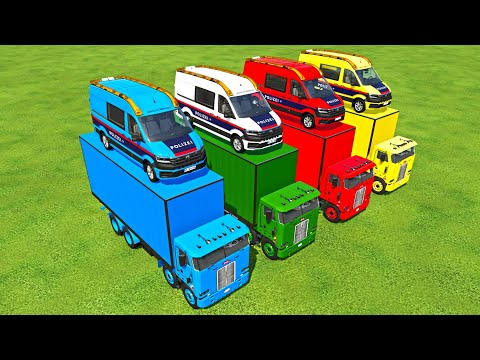 TRANSPORT OF COLORS | TRANSPORTING POLICE MINI BUS TO GARAGE WITH LIZARD TRUCK | FS22 SIMULATOR 22