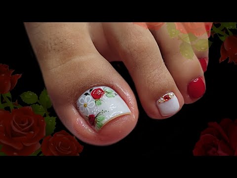 Diseño de uñas con Rosas Rojas🌹🌹/uñas con flores #nailarttutorial