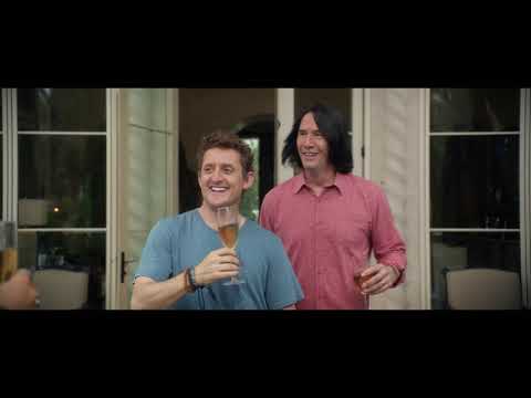 Bill & Ted Face the Music 2020 official trailer still with Bill and Ted staring down destiny