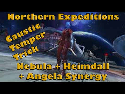 MCOC Caustic Temper Trick: Nebula+Heimdal+Angela Synergy vs Warlock | Northern Expeditions CANADIAN
