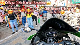 Cute College Girls Market Reactions & Girls Shocking Reactions & Zx10r Loud Exhaust In Market 2022
