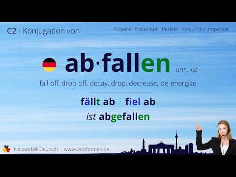 Konjugation Verb „abfallen“ (unr., ist) - alle Zeitformen, Lernvideo, Tutorial