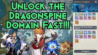 How to Unlock the Dragonspine Cryo & Hydro Domain (Peak of Vindagnyr) Fast! - Genshin Impact 1.2