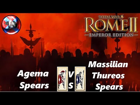 Agema Spears VS Massilian Thureos Spears  1v1-Rome 2 Total War