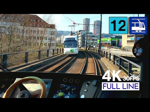 🇨🇭 Cab Ride Zurich Tram Line 12 Driver's View | Flughafen Fracht - Stettbach Full Line [4K]
