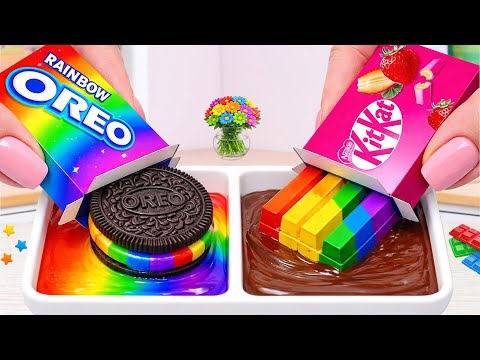 Rainbow Oreo vs Rainbow KitKat Chocolate 🍫🌈 MELTING Mini Cake Battle | Amazing Cake