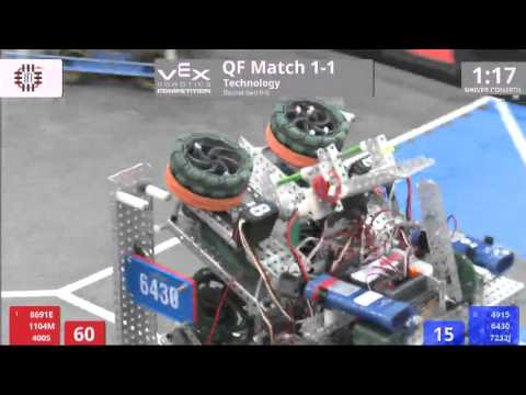 VEX Worlds 2016 - VRC HS Technology - QF 1-1 (8691E 1104M 400S) 248 vs 198 (4915 6430 7232J)