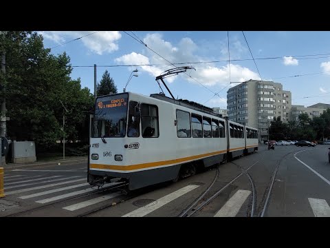 Tramvaiul V3A-93 #186 sosește în stația "Faur" pe linia 40