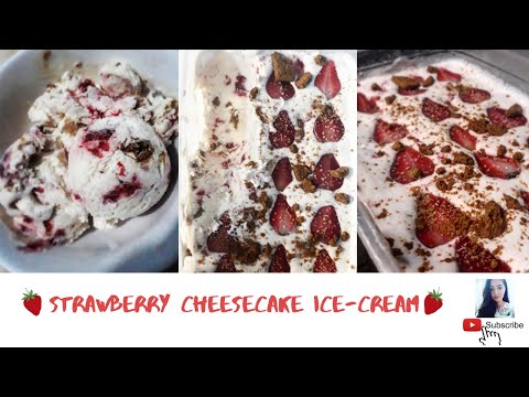 Homestyle No Churn Strawberry Cheesecake Icecream Recipe 🍓| Icecream Without Machine | Fajar Lateef