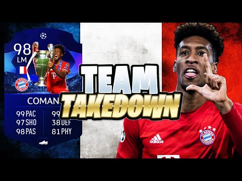 98 CHAMPIONS LEAGUE MOTM FINAL KINGSLEY COMAN TEAM TAKEDOWN!! - FIFA 20 ULTIMATE TEAM