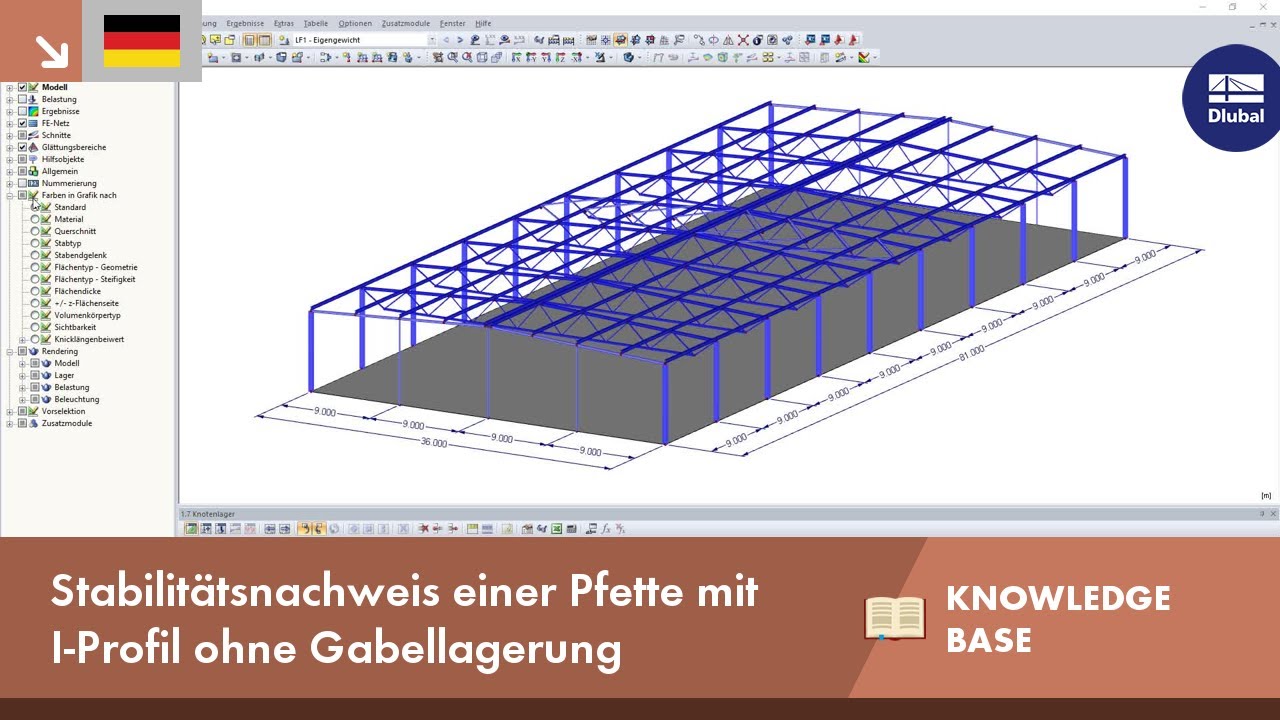 KB 001649 | Stabilitätsnachweis einer Pfette mit I-Profil ohne Gabellagerung