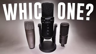 Video thumbnail for Samson G-Track Pro vs. C01u Pro vs. Audio Technica AT2020USB+ by Podcastage2