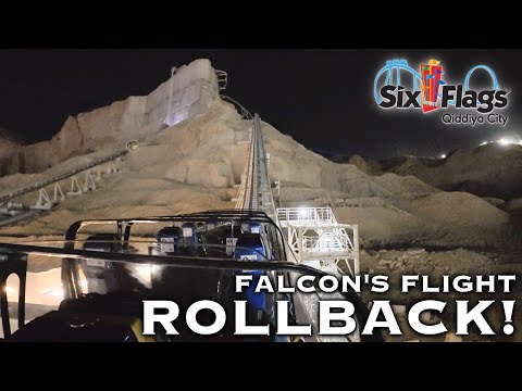 ROLLBACK on FALCON'S FLIGHT! | World’s TALLEST, FASTEST, LONGEST Roller Coaster | Six Flags Qiddiya
