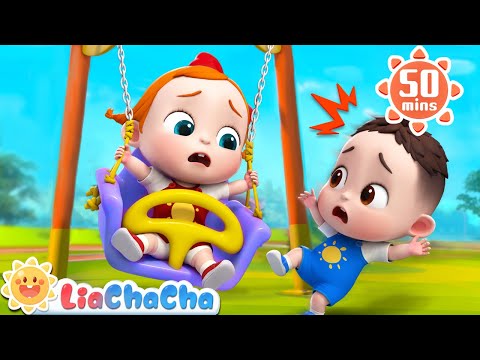 Lia and ChaCha at the Outdoor Playground | Slide, Swing, Seesaw | Song Compilation | Nursery Rhymes