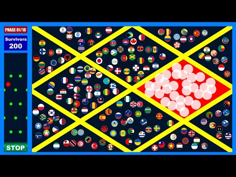 Area Selection 2 ~200 countries marble race #4~ in Algodoo | Marble Factory