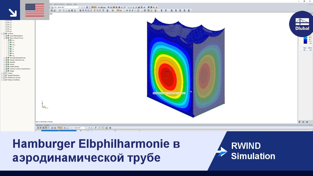 Simulation RWIND - Здание Эльбской филармонии (Гамбург) в аэродинамической трубе