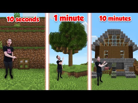 Building A Minecraft Base In 10 seconds, 1 Minute, 10 Minutes!