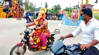 Real Ganesha Roaming on Bike at Bandar Town | Daily Culture