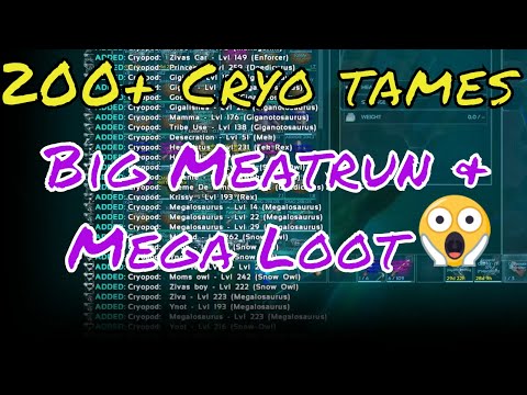 RAIDING & MEATRUNNING GRIDLOCK FOR 200+ CRYO TAMES AND MEGA LOOT | ARK PS4 PVP