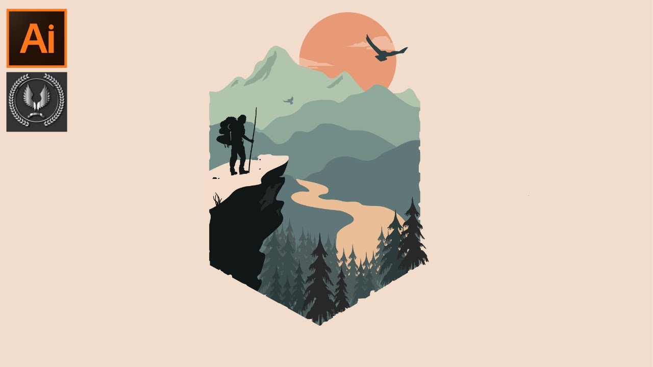 Adobe Illustrator tutorial   Beautiful landscape background design