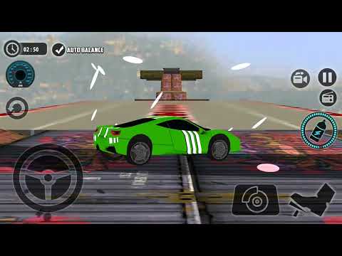 Impossible Car Tracks 3D - Green Sport Car Driving Simulator Stunt - Android Gameplay