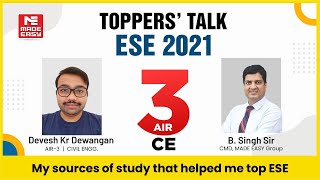 Download lagu ESE/IES 2021| Toppers' Talk | CE | Devesh Kumar | AIR-3 | With B. Singh Sir (Ex. IES) | MADE EASY mp3